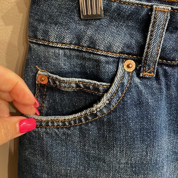 TOPSHOP MOTO denim mini skirt frayed hem 5 pockets zip front button closure 8 - Picture 5 of 12